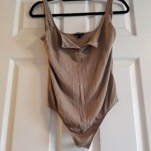 Express Ribbed Henley Thong Bodysuit, Size M